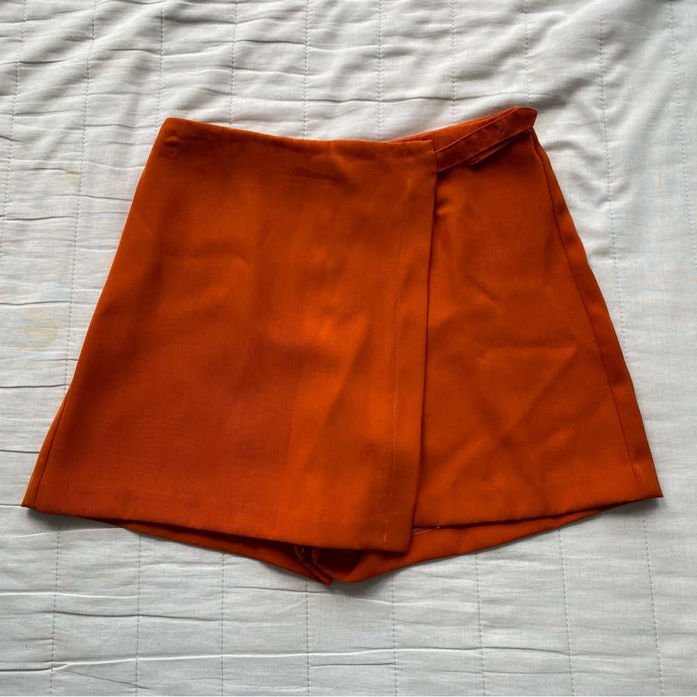 Women's Rust Orange Wrap Skort Shorts